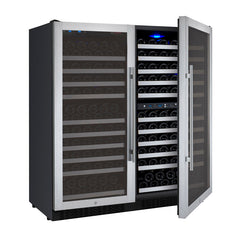 47" Wide FlexCount II Tru-Vino 249 Bottle Three Zone Stainless Steel Side-by-Side Wine Refrigerator