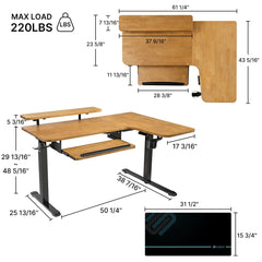 L-Shaped Standing Desk with Accessories Set (60"x23")