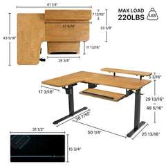 L-Shaped Standing Desk with Accessories Set (60"x23")