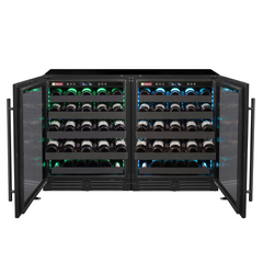 Reserva Series 100 Bottle 34" Tall Dual Zone Black Stainless Steel Side-by-Side Wine Cooler Refrigerator