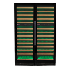 Reserva Series 308 Bottle 71" Tall Four Zone Black Glass Side-by-Side Wine Refrigerator