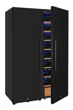 76.5" Tall Side-by-Side Wine Vault with Solid Black Doors