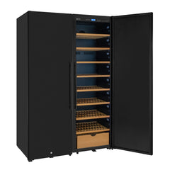 76.5" Tall Side-by-Side Wine Vault with Solid Black Doors