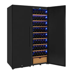 76.5" Tall Side-by-Side Wine Vault with Solid Black Doors