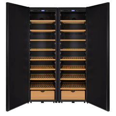 76.5" Tall Side-by-Side Wine Vault with Solid Black Doors