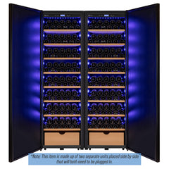 76.5" Tall Side-by-Side Wine Vault with Solid Black Doors