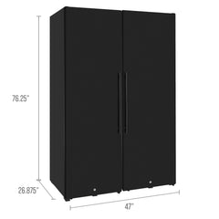 76.5" Tall Side-by-Side Wine Vault with Solid Black Doors