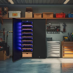 76.5" Tall Side-by-Side Wine Vault with Solid Black Doors