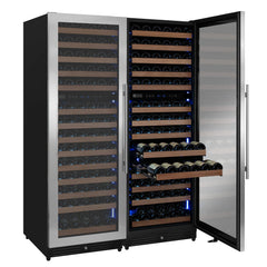 Reserva Series 308 Bottle 71" Tall Four Zone Stainless Steel Side-by-Side Wine Refrigerator