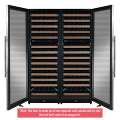 Reserva Series 308 Bottle 71" Tall Four Zone Stainless Steel Side-by-Side Wine Refrigerator