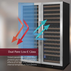 Reserva Series 308 Bottle 71" Tall Four Zone Stainless Steel Side-by-Side Wine Refrigerator