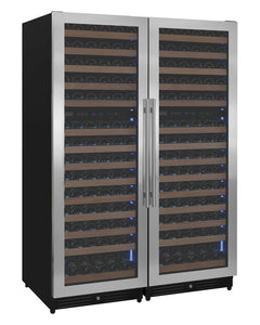 Reserva Series 308 Bottle 71" Tall Four Zone Stainless Steel Side-by-Side Wine Refrigerator