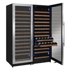 Reserva Series 326 Bottle 71" Tall Dual Zone Stainless Steel Side-by-Side Wine Refrigerator