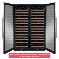 Reserva Series 326 Bottle 71" Tall Dual Zone Stainless Steel Side-by-Side Wine Refrigerator