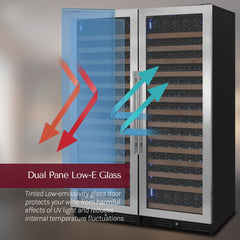 Reserva Series 326 Bottle 71" Tall Dual Zone Stainless Steel Side-by-Side Wine Refrigerator