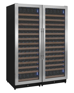 Reserva Series 326 Bottle 71" Tall Dual Zone Stainless Steel Side-by-Side Wine Refrigerator