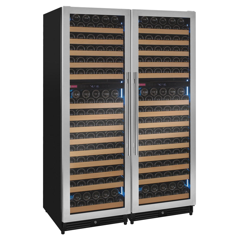 Reserva Series 344 Bottle Four Zone Side-by-Side Wine Refrigerators with Stainless Steel Doors