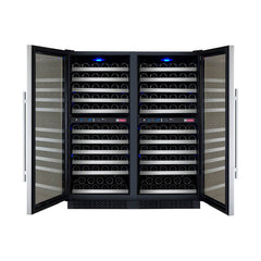 47" Wide FlexCount II Tru-Vino 242 Bottle Four Zone Stainless Steel Side-by-Side Wine Refrigerator