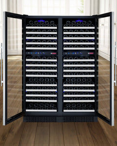 47" Wide FlexCount II Tru-Vino 344 Bottle Four-Zone Stainless Steel Side-by-Side Wine Refrigerator