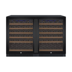 47" Wide FlexCount II Tru-Vino 112 Bottle Dual Zone Black Side-by-Side Wine Refrigerator