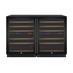47" Wide FlexCount II Tru-Vino 112 Bottle Four Zone Black Side-by-Side Wine Refrigerator