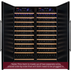 63" Wide Vite II Tru-Vino 610 Bottle Dual Zone Solid Black Door Side-by-Side Wine Refrigerator