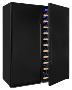 63" Wide Vite II Tru-Vino 610 Bottle Dual Zone Solid Black Door Side-by-Side Wine Refrigerator