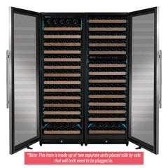 Reserva Series 317 Bottle 71" Tall Three Zone Stainless Steel Side-by-Side Wine Refrigerator