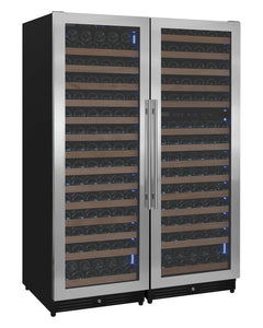 Reserva Series 317 Bottle 71" Tall Three Zone Stainless Steel Side-by-Side Wine Refrigerator