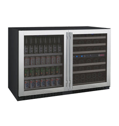 47" Wide FlexCount II Tru-Vino 56 Bottle/124 Can Stainless Steel Side-by-Side Wine Refrigerator/Beverage Center