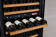 47" Wide FlexCount II Tru-Vino 112 Bottle Three Zone Black Side-by-Side Wine Refrigerator