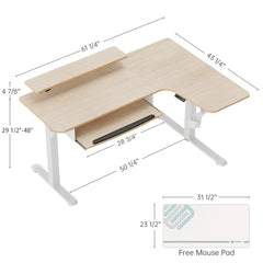 L-Shaped Standing Desk with Accessories Set (60"x23")
