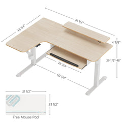 L-Shaped Standing Desk with Accessories Set (60"x23")