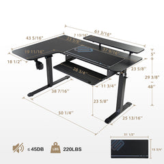 L-Shaped Standing Desk with Accessories Set (60"x23")