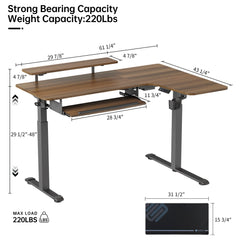 L-Shaped Standing Desk with Accessories Set (60"x23")