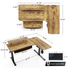 L-Shaped Standing Desk with Accessories Set (60"x23")