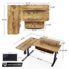 L-Shaped Standing Desk with Accessories Set (60"x23")