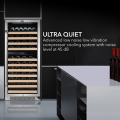 Whynter 92 Bottle Built-in Stainless Steel Dual Zone Compressor Wine Refrigerator with Display Rack and LED display