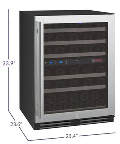 FlexCount Series 56 Bottle Dual Zone Built-In Wine Refrigerator with Stainless Steel Door - Right Hinge