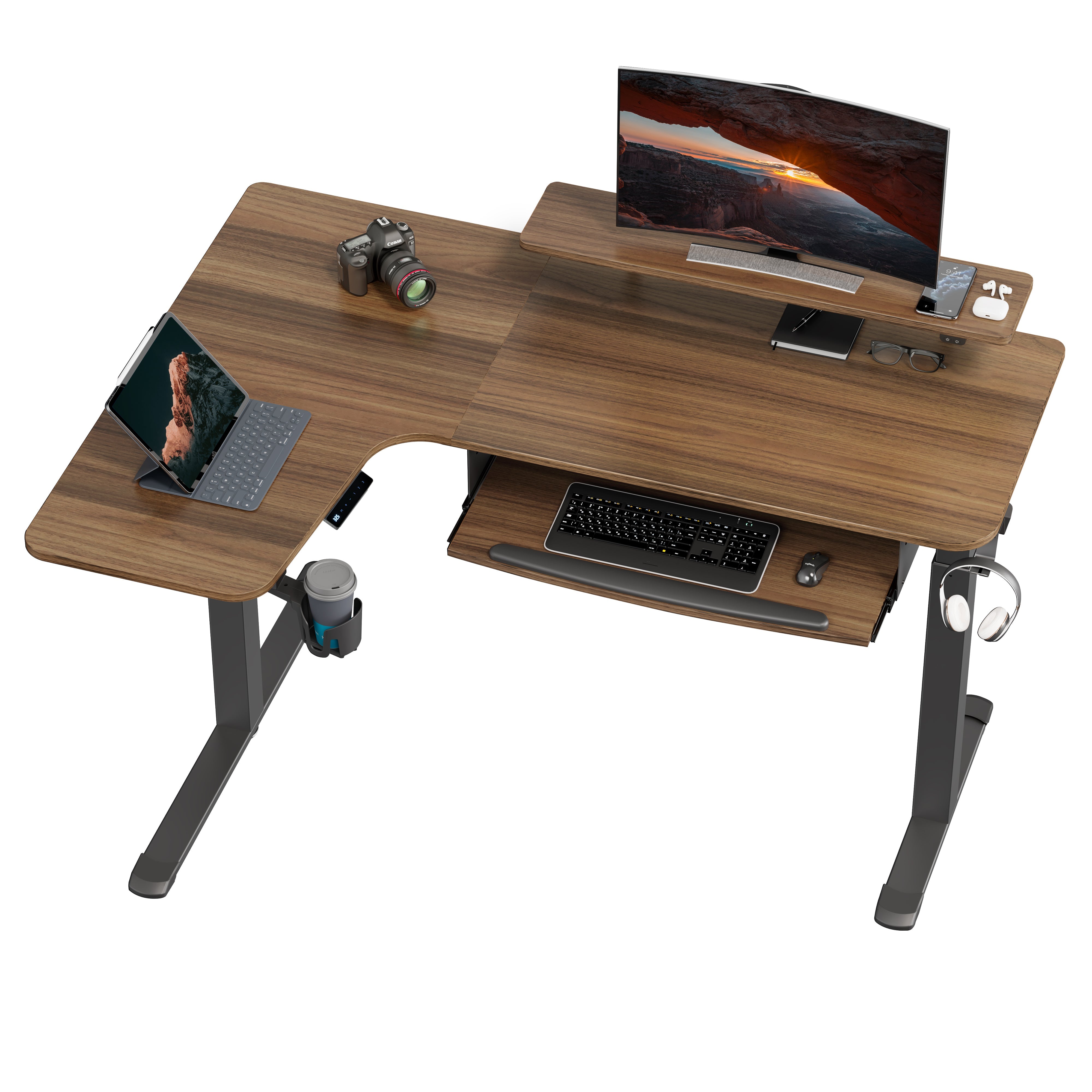 L-Shaped Standing Desk with Accessories Set (60"x23")