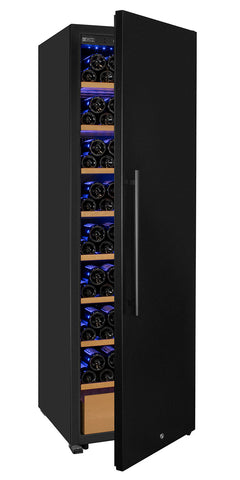 76.5" Tall Single Zone Wine Vault with Solid Black Right Hinge Door