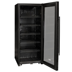 Contemporary 102 Bottle Single Zone Freestanding Wine Refrigerator with Black Glass Door