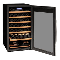 Cascina Series 33 Bottle Single Zone Freestanding Wine Refrigerator Cooler with Stainless Steel Door