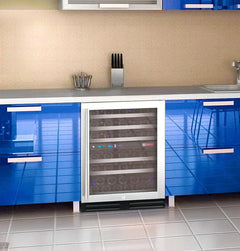 FlexCount Series 56 Bottle Dual Zone Built-In Wine Refrigerator with Stainless Steel Door - Right Hinge