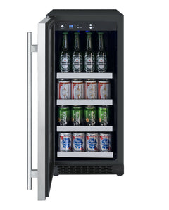 15" Wide FlexCount II Tru-Vino Stainless Steel Left Hinge Beverage Center