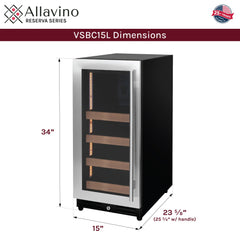 15" Wide Reserva Series Stainless Steel Left Hinge Beverage Center