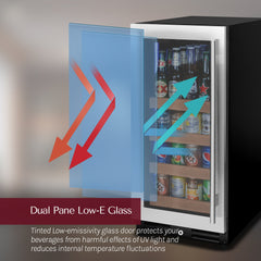 15" Wide Reserva Series Stainless Steel Left Hinge Beverage Center