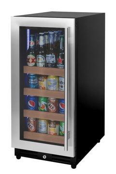 15" Wide Reserva Series Stainless Steel Left Hinge Beverage Center