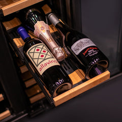 Reserva Series 24" Wide Two Door Stainless Steel Wine Refrigerator/Beverage Center with Wood Front Shelves