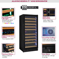 Reserva Series 119 Bottle 55" Tall Dual Zone Right Hinge Black Glass Wine Refrigerator